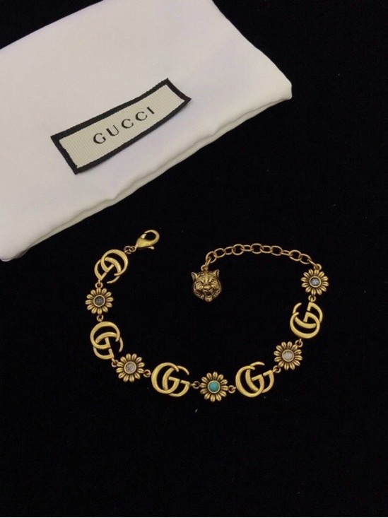 Fashion Jewelry Jewelry - Fashion Jewelry Gold-Tone Floral Bracelet with Turquoise Accent